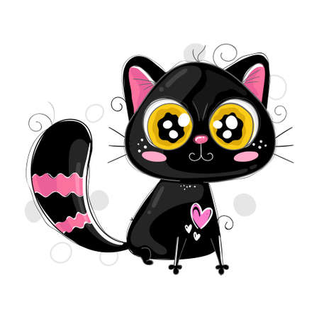 Illustration of cute black catのイラスト素材