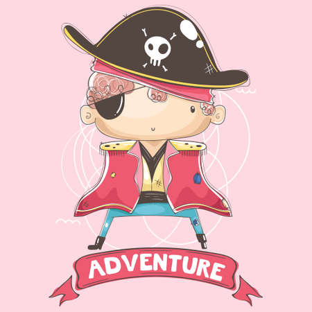 Illustration of a pirate boy with patternのイラスト素材