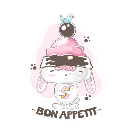 Hand draw of cute bunny loves carrotのイラスト素材