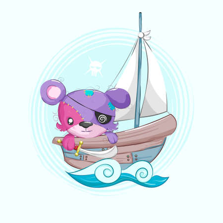 Cute bear animal little piratesのイラスト素材