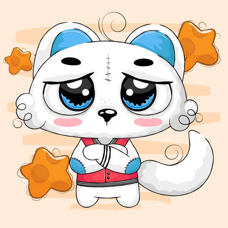 Kitten in baseball clothes with cute little starsのイラスト素材