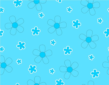 Flower and mini size flower on blue background, Blue flower seamless pattern, Not ordered, Sweet style pattern, Cute pattern vector for Gift wrapping paper Tablecloth or draperyのイラスト素材