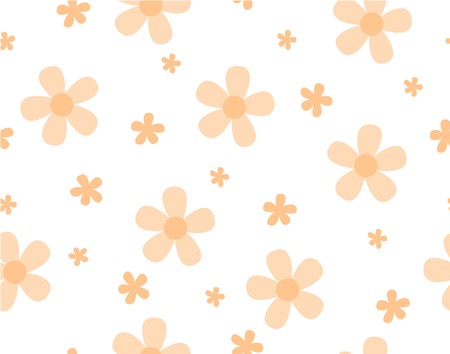 Flower and mini size flower on white background, Light orange flower on white background seamless pattern, Not ordered, Sweet style, Cute pattern vector for Gift wrapping paper Tablecloth or draperyのイラスト素材