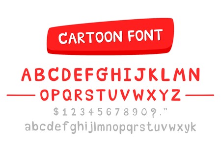 Vector font for cartoon, Cute, Vector English alphabet, Lowercase and uppercase letters, Number and money signのイラスト素材
