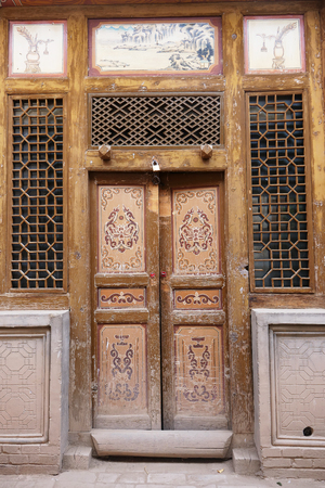 Anceint traditional retro Chinese architecture residential house interior in Gansu China.のeditorial素材