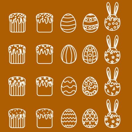 Set Easter icons egg, Easter cake, rabbitのイラスト素材