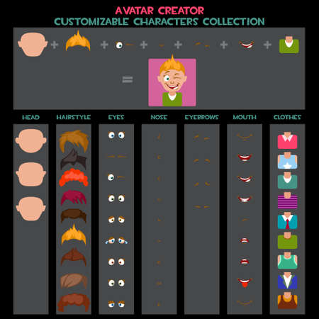 Customizable Characters avatars Collectionのイラスト素材