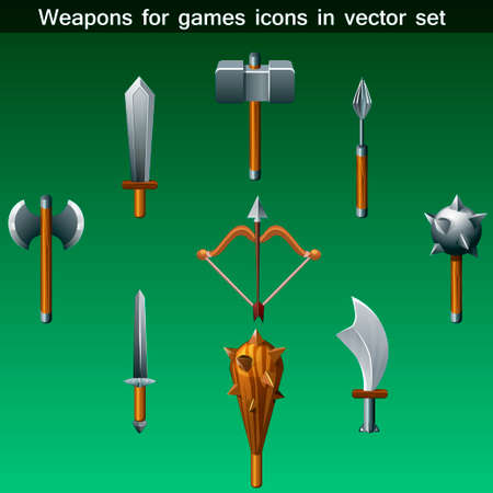 weapons for games icons vector set in vectorのイラスト素材