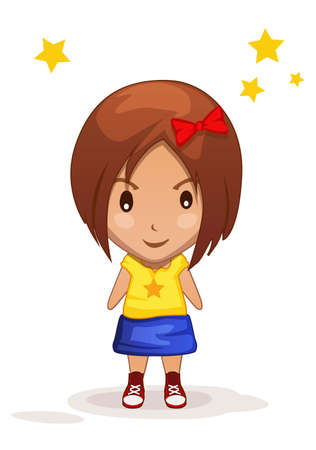 stylized cute cartoon children girl in vectorのイラスト素材