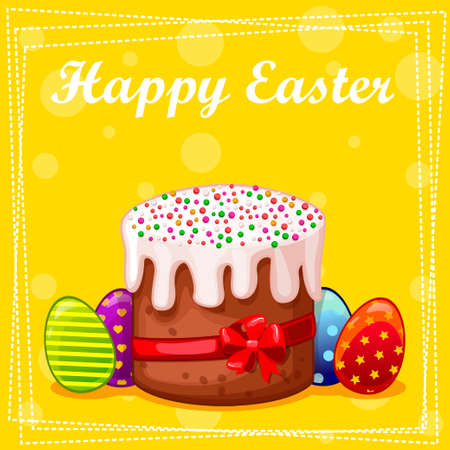 card Easter cake and eggs in vectorのイラスト素材