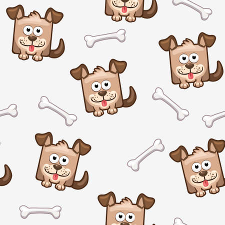 Seamless pattern square dog and bone in vectorのイラスト素材