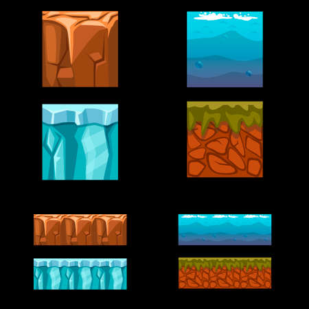 Seamless landscape square elements setのイラスト素材