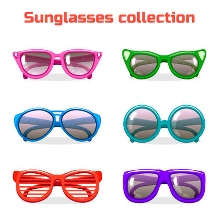 Various shapes and colors sunglasses collectionのイラスト素材
