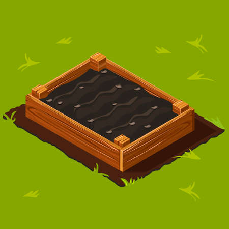 Vegetable Garden Box on grassのイラスト素材