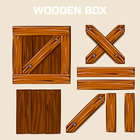 Wooden Box and boardsのイラスト素材