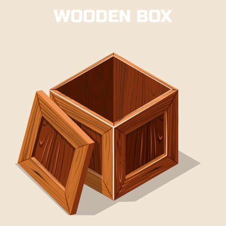 Open wooden box isometric, game elementのイラスト素材