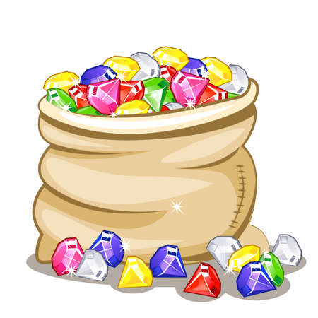 Bag full of multi-colored stones Diamonds, Gemsのイラスト素材