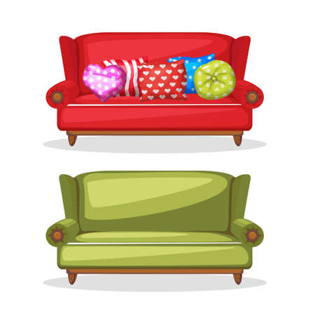 sofa soft colorful homemade, set 4 in vectorのイラスト素材