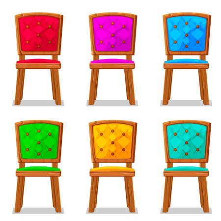 cartoon colorful wooden chair in vector objectのイラスト素材