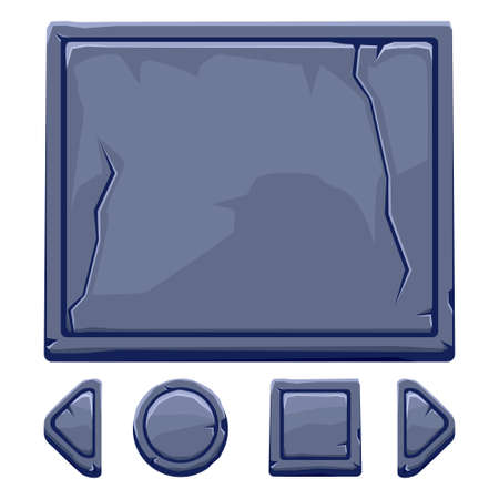 Cartoon stone assets and buttons For Ui Gameのイラスト素材