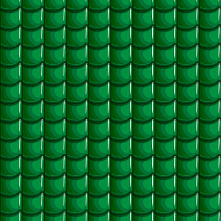 Cartoon Green Roof Tiles Seamless Backgroundのイラスト素材
