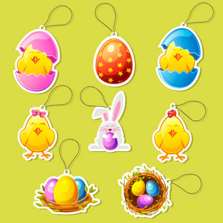Pack cartoon icon stickers for Easterのイラスト素材