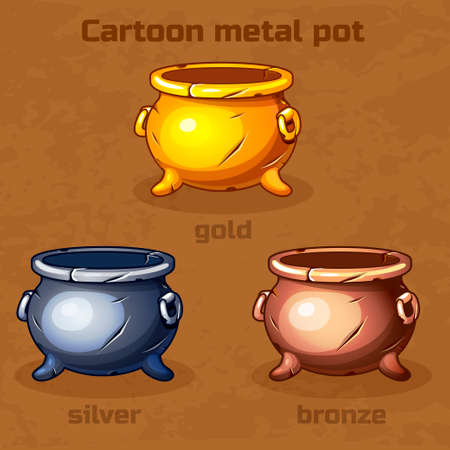 Cartoon different old metal potのイラスト素材