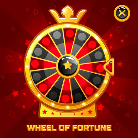 Vector Gold Wheel of Fortune For Ui Game element, background glowのイラスト素材