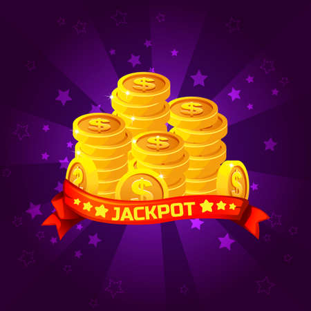 Jackpot winner background. Golden coins treasure For Ui Game element, background glowのイラスト素材