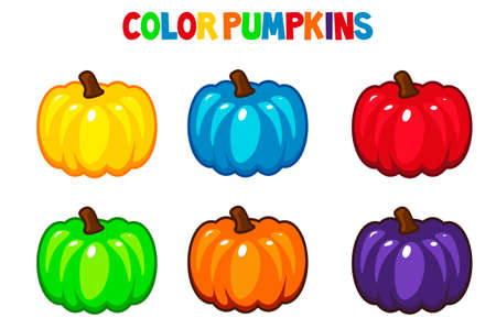 Cartoon Color pumpkins, vector iconsのイラスト素材