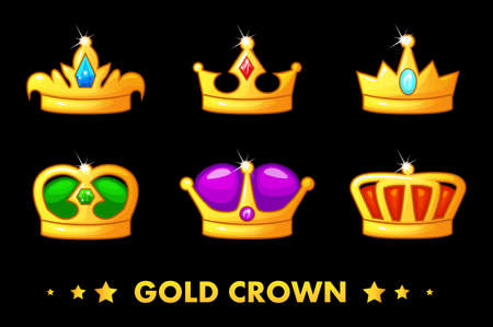vector Cartoon golden crown iconsのイラスト素材
