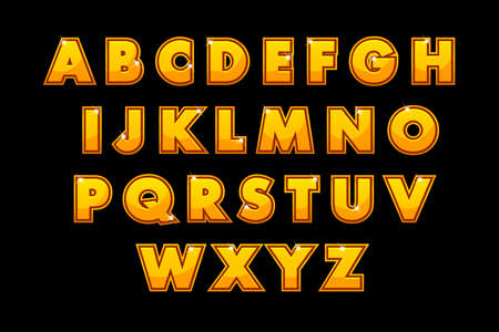 Stylish gold font Lettering. Vector alphabet setのイラスト素材