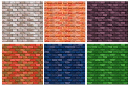 seamless texture, different color stone Brick wallのイラスト素材
