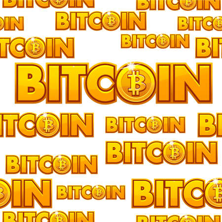 Gold Logo Bitcoin illustration seamless pattern background golden coins isolated with bitcoin signのイラスト素材