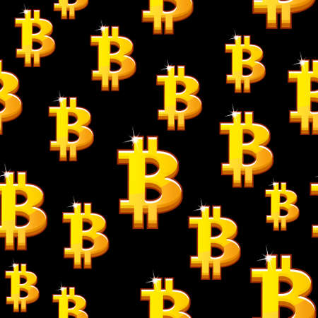 Golds symbol Bitcoin seamless Pattern. Cryptocurrency electronicのイラスト素材