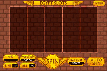 Egyptian background main interface and buttons for casino slot machine gameのイラスト素材