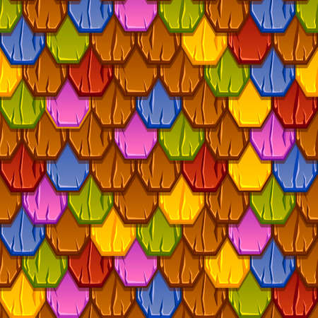 Seamless pattern of colorful geometric tiled roofs.のイラスト素材