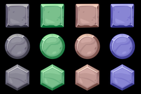 Set of stone icons frames of different shapes.のイラスト素材