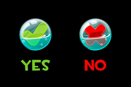 Buttons yes and no in soap bubbles for the interface.のイラスト素材