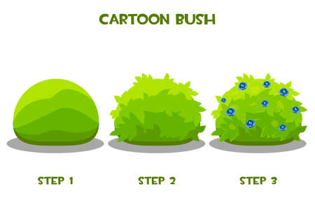 Vector drawing step by step of a flowering bush.のイラスト素材