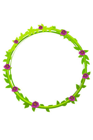 Vector illustration of a round green flowering wreath.のイラスト素材