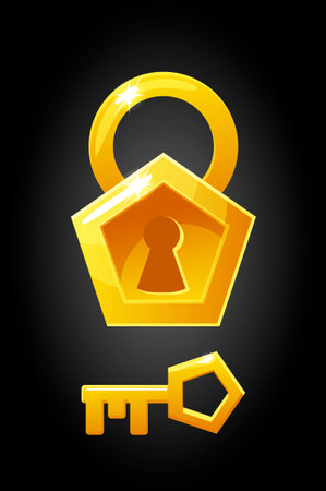 Vector illustration of a pentagonal shape lock key.のイラスト素材