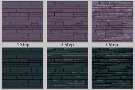 Brick stone wall seamless pattern, drawing step by step texture for wallpaper.のイラスト素材