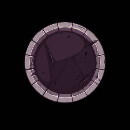Gui stone border for app icon, round gray old avatar template for game.のイラスト素材