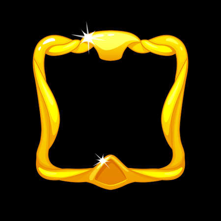 Gold frame avatar, royal square template for ui game.のイラスト素材