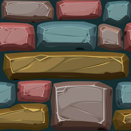 Cobblestones seamless pattern, multicolored texture paving stone for ui game.のイラスト素材