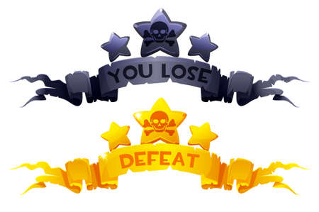 You lose, Defeat on the award ribbons with the stars for game ui.のイラスト素材