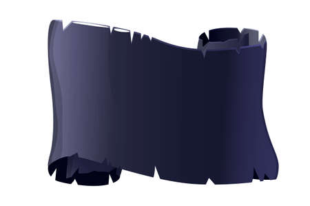 Old scroll black paper, blank template for the game ui. Vector illustration empty papyrus for manuscript for graphic design.のイラスト素材