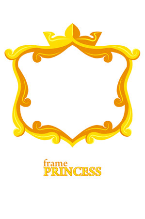 Princess gold frame, cartoon square avatars for graphic design.のイラスト素材