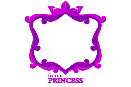 Princess purple frame, cartoon square avatars for graphic design.のイラスト素材